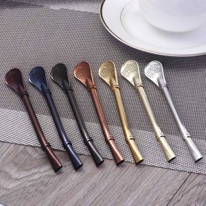 Cocktail Bombilla Cannucce in metallo Acciaio inossidabile 18/10 Yerba Mate Set realizzato per filtrare i sedimenti Bere paglia per zucca