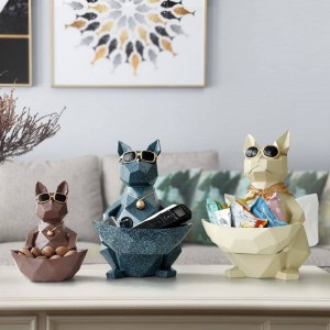 Gatto Cane Figurine Resina Moden Artigianato Animali Miniatura ornamenti carini per la decorazione dell'ufficio domestico Ciotola di stoccaggio Intagliato da collezione