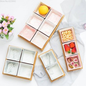 bambù ceramico Set di vassoi in marmo artificiale Piatto per snack Piatto per frutta Piatto per stoviglie Vassoio per la colazione Forniture per la casa da cucina