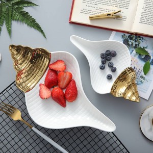 Ciotola di zuppa di ceramica Stoviglie Tipo di conchiglia Piatti di frutta Piatto da dessert Vassoio di caramelle Ciotola per taglierine per insalata semplice e creativa