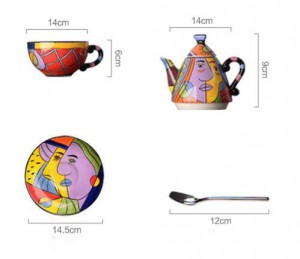 Set di bicchieri da teiera in ceramica set da tè tazza e piattino set da tè per pittura a mano arte design teiera da tavola