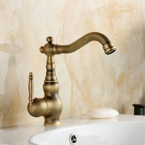 Miscelatore da cucina per lavabo girevole in ottone anticato B2002