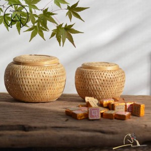 Artigianato Cestini per tè in bambù fatti a mano Cestello portaoggetti personalità Cestello per tè Cesto per frutta Scatola per frutta secca Accessori per tè