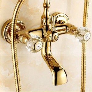 set doccia d'ispirazione per vasca con soffione e soffione LYSLQ-3 in ottone anticato di alta qualità in stile vintage