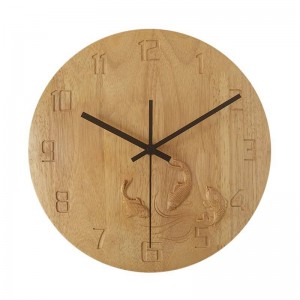 orologio da parete creativo in legno massiccio Camera da letto carpa intagliata a mano Orologio da parete in legno muto soggiorno studio orologi