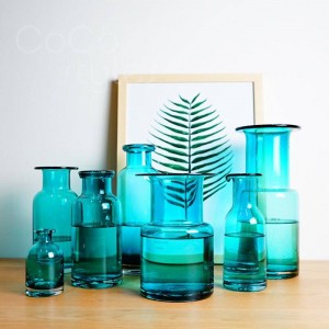 InsFashion Vaso in vetro blu bello e accattivante per decorazioni domestiche in stile danese e decorazioni piatte