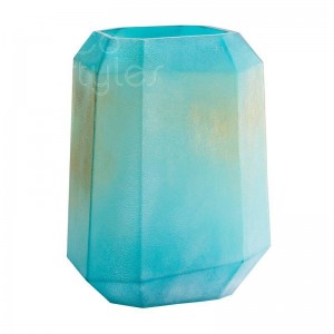 InsFashion creativo vaso di vetro smerigliato geometrico blu per decorazioni per la casa in stile bohémien e hotel resort