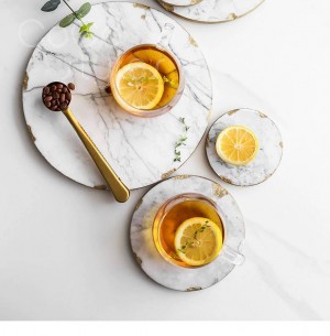 Vassoio e sottobicchiere rotondi in marmo naturale di alta gamma InsFashion per decorazioni in stile nordico