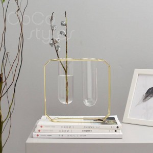 Vaso per provette in vetro stile semplice InsFashion con supporto in metallo per la decorazione domestica di moda in stile europeo