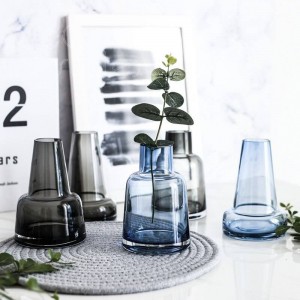 InsFashion vaso unico in vetro nero e blu per arredamento da camera da letto da uomo elegante e arredamento da ristorante