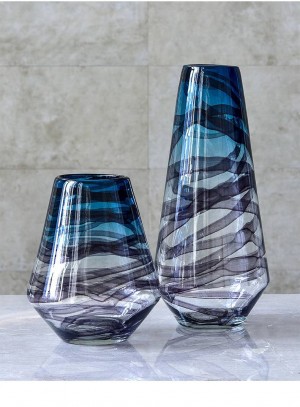 Vaso in vetro colorato Decorazione per la casa Vaso a secco Vaso trasparente americano Soggiorno Fiore TV Decorazione per armadio