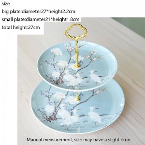 Crane Pattern Ceramic Bone Fine Piatti a doppio strato di frutta Home Garden Dessert Pasticceria Piatto Festa nuziale Torta Grande piattino
