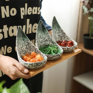 Creativo piatto di frutta in ceramica Con vassoio Frutta secca / dessert Piatto divisorio / salsa condimento tavola di bambù naturale