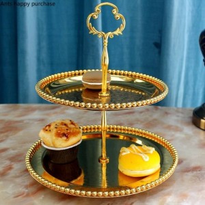 Creativo stile europeo Doppio strato Vassoio per frutta soggiorno cucina Alzata per dolci zucchero Piatto per frutta secca Tè pomeridiano Vassoio snack