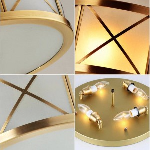 Europa Vero corpo in ottone Lampade a soffitto Paralume in vetro nordico lampada a led per la casa Negozio Decorazione foyer di lusso Apparecchio di illuminazione