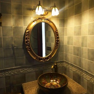 Specchio da bagno ellittico a parete in stile europeo Specchio da bagno per bagno americano Specchio decorativo da parete mediterraneo