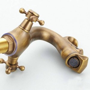 Stile di moda bagno drago miscelatori rubinetti antico ottone rifinito bacino del bagno doppio supporto rubinetto gru rubinetto XT905