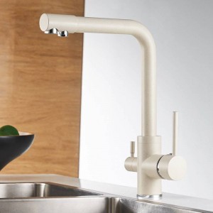 Filtro Rubinetti da cucina Miscelatore montato sul ponte Rotazione a 360 ° con funzionalità di purificazione dell'acqua Miscelatore Gru per cucina LAD-0175