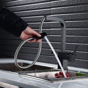 rubinetto da cucina Nero / Nichel estrarre rubinetto da cucina rubinetto per lavabo rotante lavello caldo e freddo LAD-135