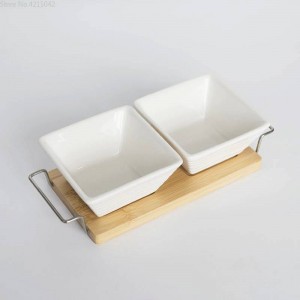 set completo di bambù in ceramica Dessert vassoio ciotola Piatto snack Piatto frutta piatto piatto stoviglie vassoio colazione cucina per la casa