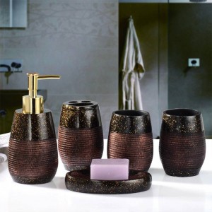 Decorazioni per mobili Set da bagno 5 pezzi Portaspazzolino Portasapone Dispenser Rince Cup Famiglia 5 set Accessori da bagno