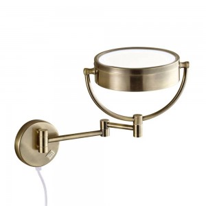 Specchio per trucco illuminato da vanità con ingrandimento 10X Luci a specchio a doppia parete per bagno pieghevole da barba allungato