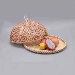 Pane di bambù fatto a mano di vimini del rattan della paglia della frutta dell'alimento di bambù con la salute naturale dell'organizzatore del pane di stoccaggio della cucina del piatto rotondo del coperchio