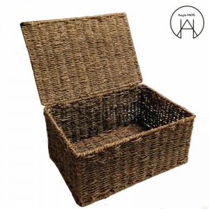 Rattan fatto a mano Cestello portaoggetti con finitura in tessitura di bambù Scatole portaoggetti Portaoggetti per abbigliamento Scatola non deformata A prova d'umidità