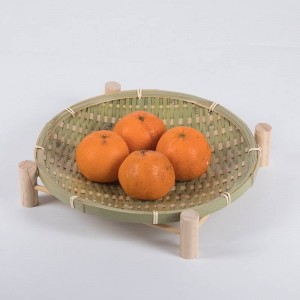 Cestino di frutta di bambù tessuto fatto a mano di vimini paglia organizzatore di pane cibo cucina stoccaggio regalo decorativo piatto piccolo piatto rotondo