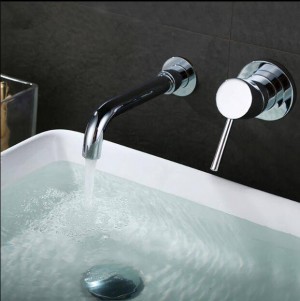 Di alta qualità tondo 2 fori cromato e nero lavello a parete miscelatore per lavabo rubinetto da bagno con leva singola XR7044