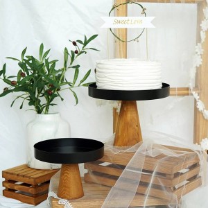High Stand Piatto da torta in legno Piatti da portata per alimenti creativi Multiuso Eco Naural Dessert in legno / Vassoio di frutta Decorazioni per la casa
