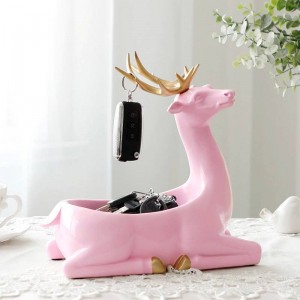 Accessori per la decorazione della casa moderni per la casa Scatola di immagazzinaggio del telefono chiave del desktop per ornamenti del soggiorno Resina Figurine di cervi Regali