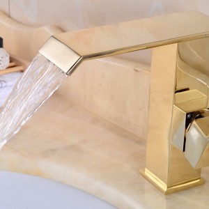 Vendita calda Cascata Bagno Rubinetto dorato Maniglia monocomando Lavello Miscelatore Miscelatore Deck Mount XT830