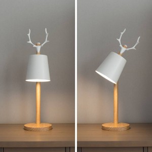Lampada da tavolo Art Déco in cervo camera d'albergo Lampada da tavolo in legno nordico a led nordico Abajur Lampada da lettura moderna regolabile regolabile per studenti