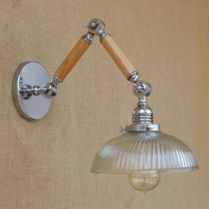 Camera d'albergo paralume in vetro applique da parete in legno ferro interno Applique Applique a parete Specchio di luce Lampada da parete nuovo Apparecchio E27 * 1