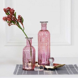 InsFashion bellissimo vaso in vetro rosa con vassoio in ottone fatto a mano per un romantico ed elegante arredamento da ristorante