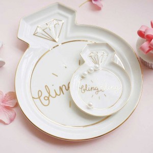 InsFashion piatto creativo in ceramica a forma di stella e fiocchi per gioielli da damigella d'onore e set regalo per la festa della mamma