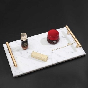 Vassoio InsFashion di lusso in marmo nero di alta qualità con manico in ottone per vassoio porta oggetti da bagno in stile danese
