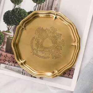 Set vassoio in ottone 6 pezzi fatto a mano rotondo InsFashion di alta qualità per lussuose decorazioni per la casa in stile americano europeo