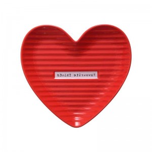 InsFashion delizioso piatto per gioielli in ceramica a forma di cuore rosso e rosa per set regalo per la festa della mamma