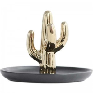 Piatto di gioielli in ceramica di cactus bianchi romantici di lusso InsFashion per confezioni regalo festa della mamma e arredamento gioielleria