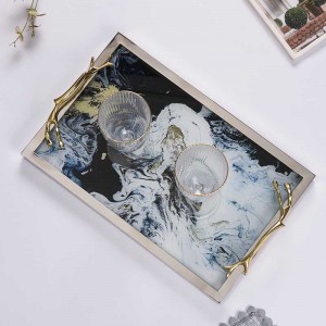 Vassoio modellato a mano in agata di lusso in vetro InsFashion per idee regalo moderne per la casa