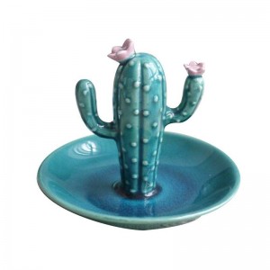 InsFashion portaoggetti per gioielli in ceramica di cactus verde super squisito per riporre gli anelli da tavola e riporre gli orecchini