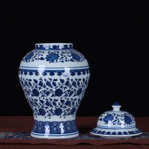 Vasi in ceramica Antico vaso per tempio bianco e blu Artigianato antico Vaso in zenzero in porcellana Vaso per la conservazione Vaso in ceramica