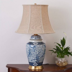 lampada da tavolo in ceramica camera da letto soggiorno decorazione sala da pranzo lampada da toeletta moda uccello blu e bianco