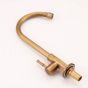 Rubinetto della cucina Singolo freddo ottone antico Lavello della cucina Rubinetto Vanity Miscelatore girevole Rubinetto dell'acqua Ruotare il becco Cozinha HJ-0186F
