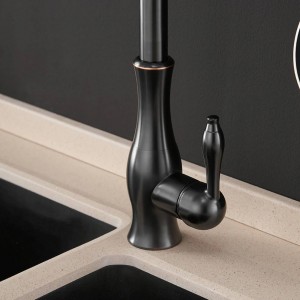 Rubinetti da cucina Nero Maniglia singola estraibile Rubinetto da cucina Maniglia monoforo Girevole 360 gradi Miscelatore acqua Miscelatore Miscelatore 866011