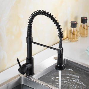 Rubinetti da cucina Nero Maniglia singola estraibile Rubinetto da cucina Maniglia monoforo Girevole Miscelatore acqua a 360 gradi Rubinetto miscelatore LAD-179