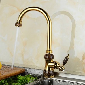 Miscelatori cucina ottone con marmo Gru cucina monocomando finitura oro 360 rubinetti girevoli rubinetti cucina rubinetto lavello miscelatore U-02
