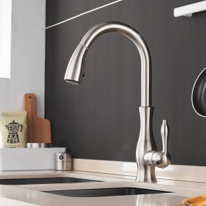 Rubinetti da cucina Argento Maniglia singola estraibile Rubinetto da cucina Maniglia monoforo Girevole 360 gradi Miscelatore acqua Miscelatore Miscelatore 866011